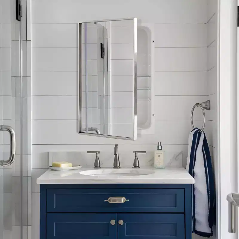 Head West 16"x26" Brushed Chrome Recessed Medicine Cabinet Mirror