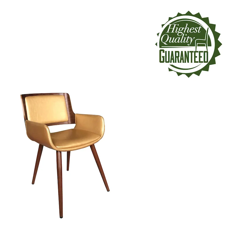 Faux Leather Mid-Century Dining Chair with Metal Legs