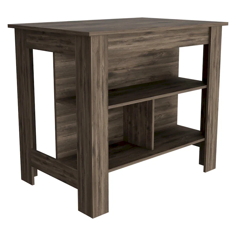 3-Shelf Wooden Casual Kitchen Island