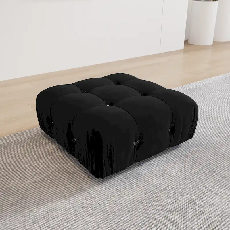 Black Velvet Upholstered Sectional Sofa