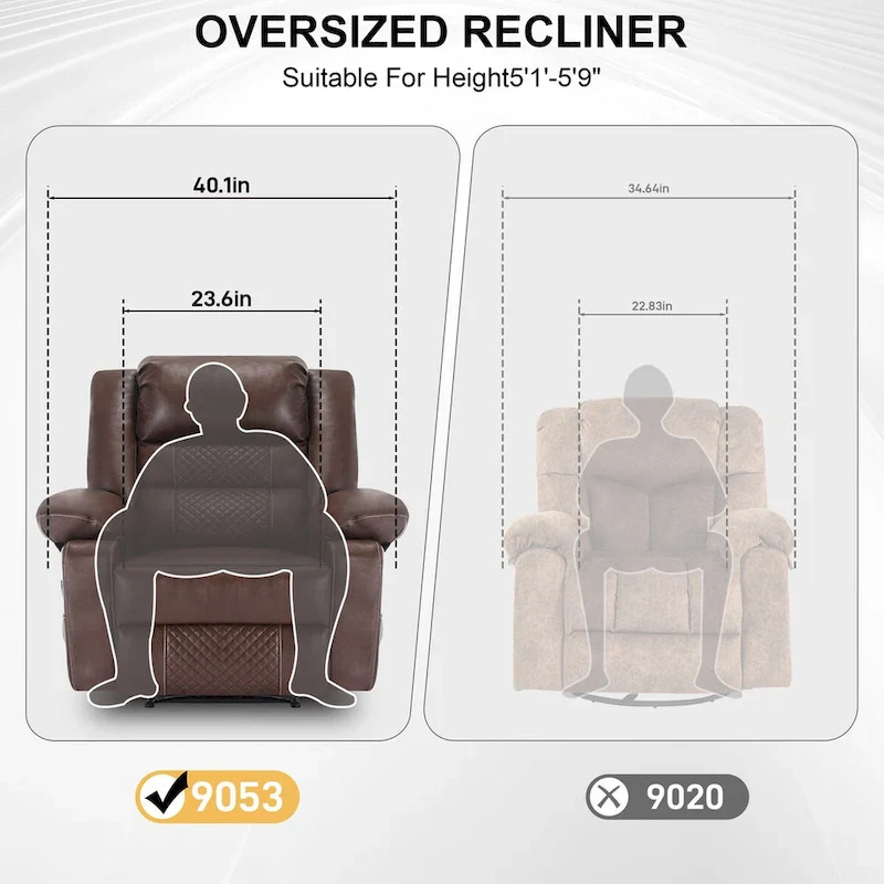 Breathable Leather Massage Recliner Chair Manual Living Room Reclining Sofa