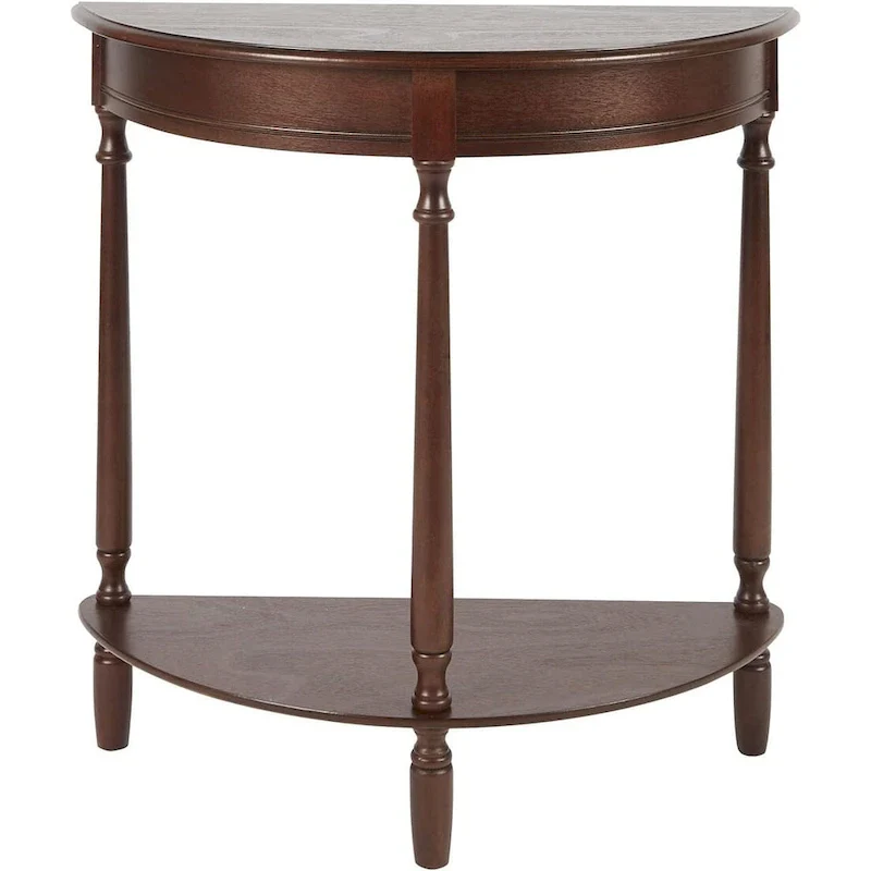 Simplify Half Round Accent Table, Walnut, 28.25w 11.8d 28.25h