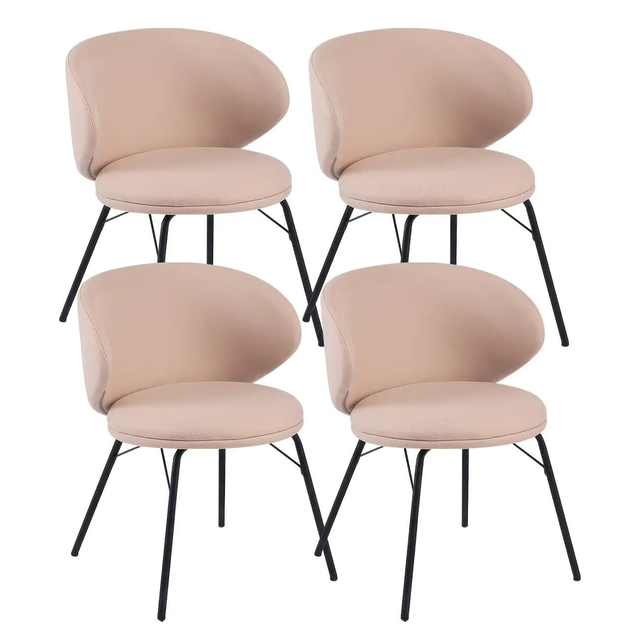 Modern Leathaire Upholstered Metal Leg Dining Chair