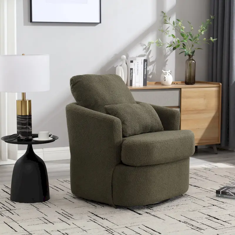 Swivel Barrel Chair, Round Accent Sofa Chair Barrel Club Chair