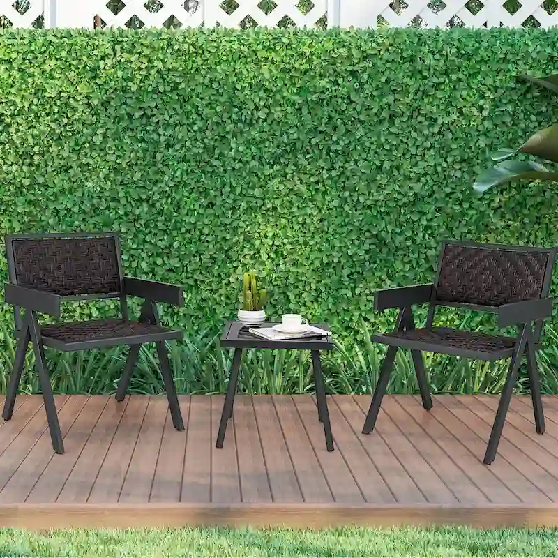 Costway 3 PCS Patio Wicker Chair Set, Rattan Furniture Set with Quick - See Details