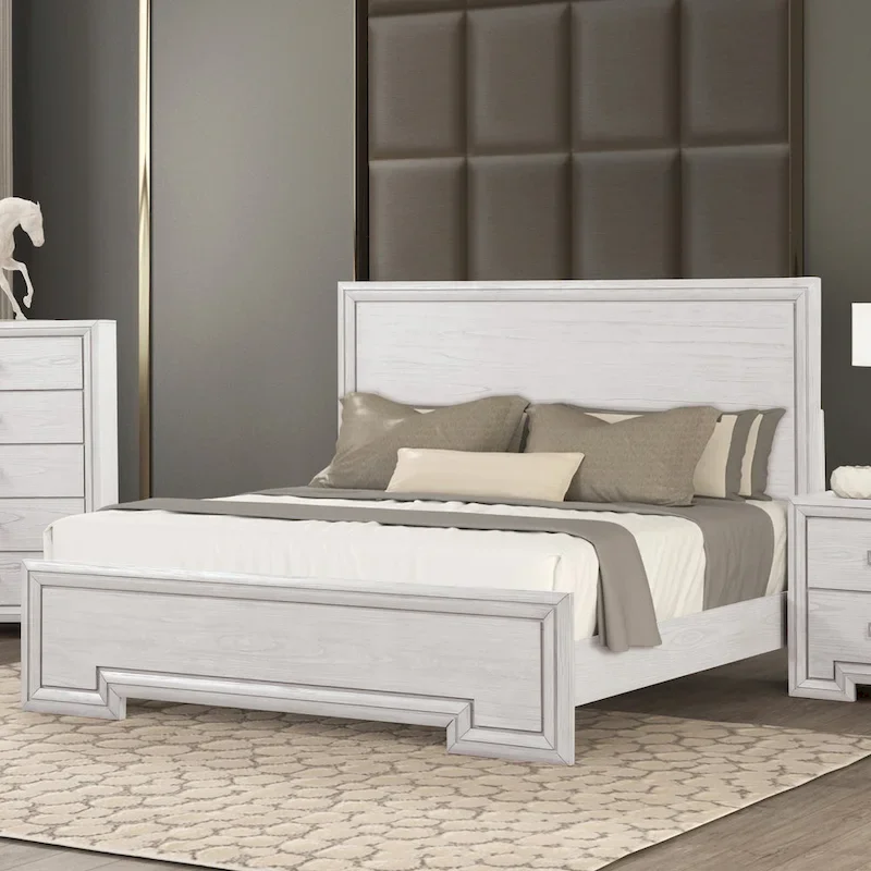 Furniture of America Klasiin Rustic White Wood Panel Bed