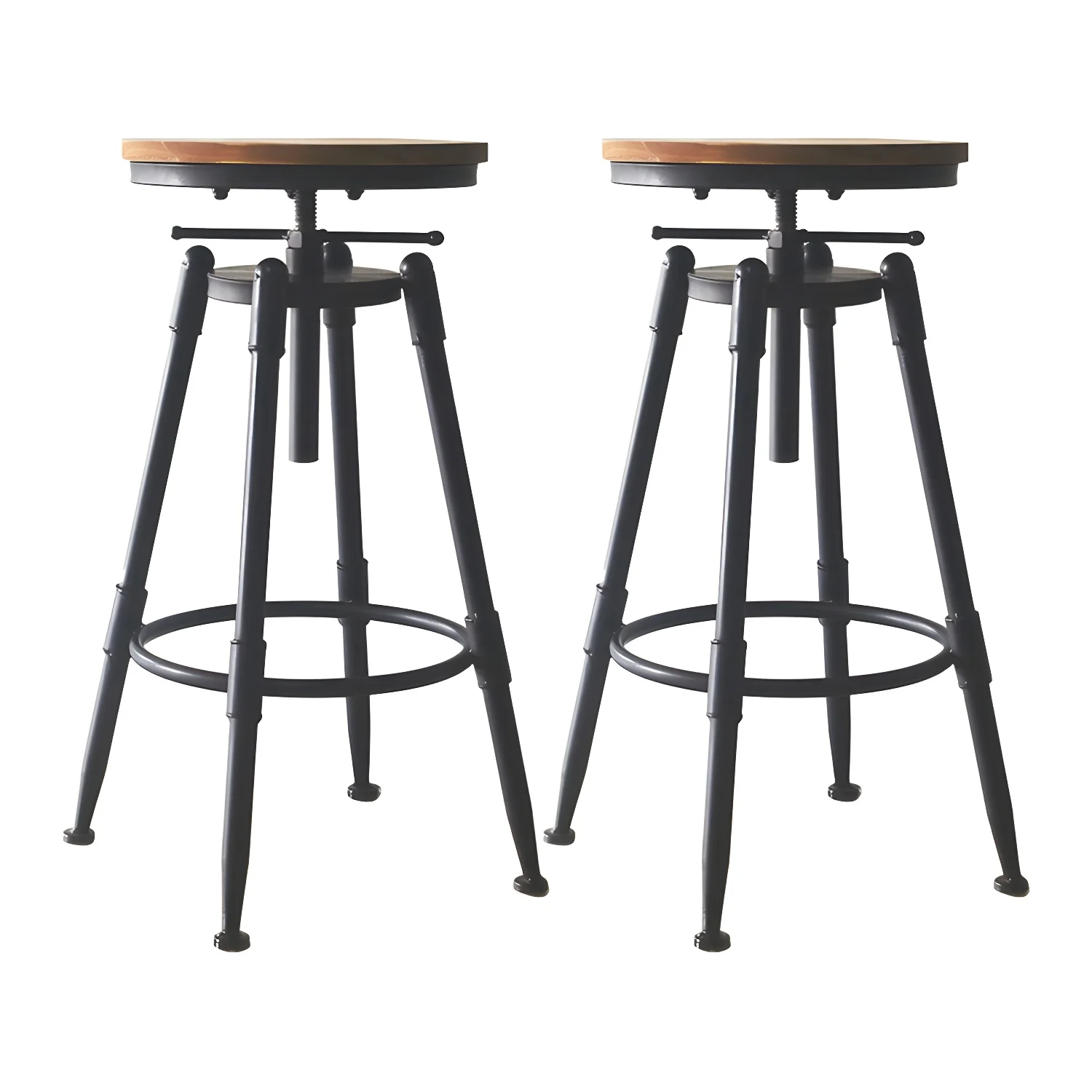 Industrial Metal Leather Swivel Bar Stools with Back