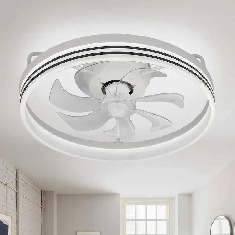 20  FanLight Flush Mount Low-Profile Ceiling Fan with 3 Color Temperature Dimmable LED Light 6 Speed Quiet Motor for Bedroom