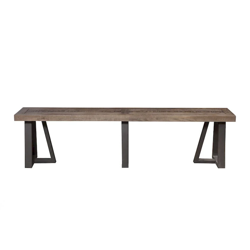 HomeRoots 75 Natural and Black Distressed Solid Wood Dining Bench - 75