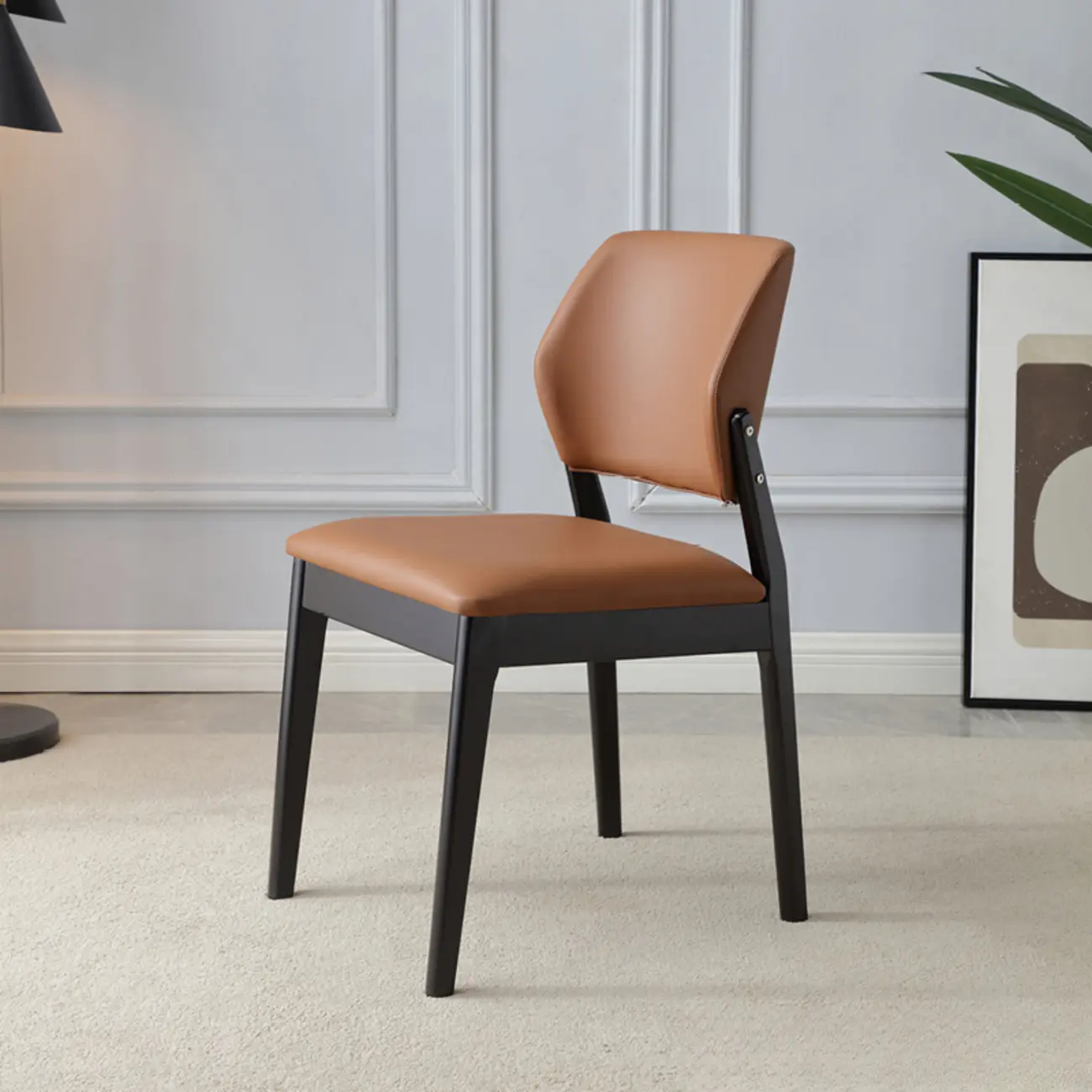 Scandinavian Faux Leather Low Back Dining Chair