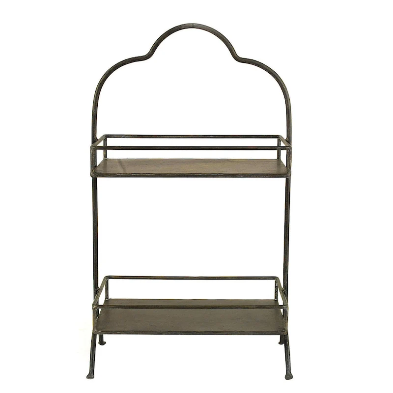 Decorative Metal 2 Tier Tray with Handle