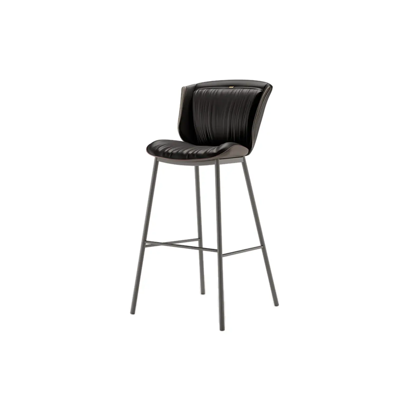 Modern Luxury Trapezoid Cushion Microfiber Leather Carbon Steel Bar Stool