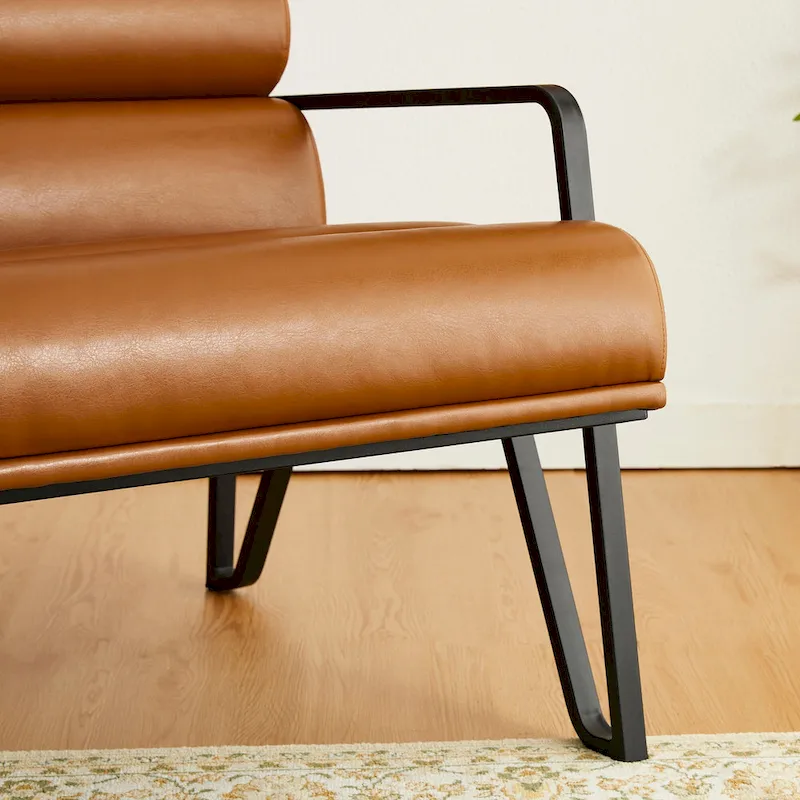 26.75W Modern Comfy PU Leather Accent Chair with Metal Frame
