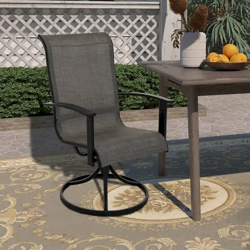 Teslin Iron Frame Swivel Dining Chair (Set of 2)