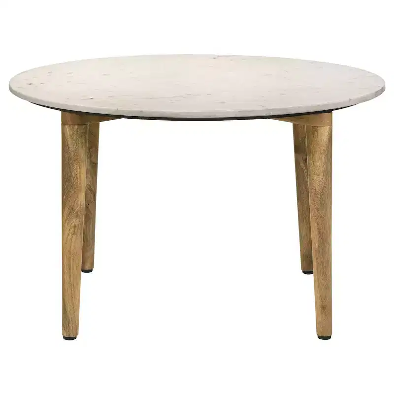Coaster,Aldis Round Marble Top Coffee Table White and