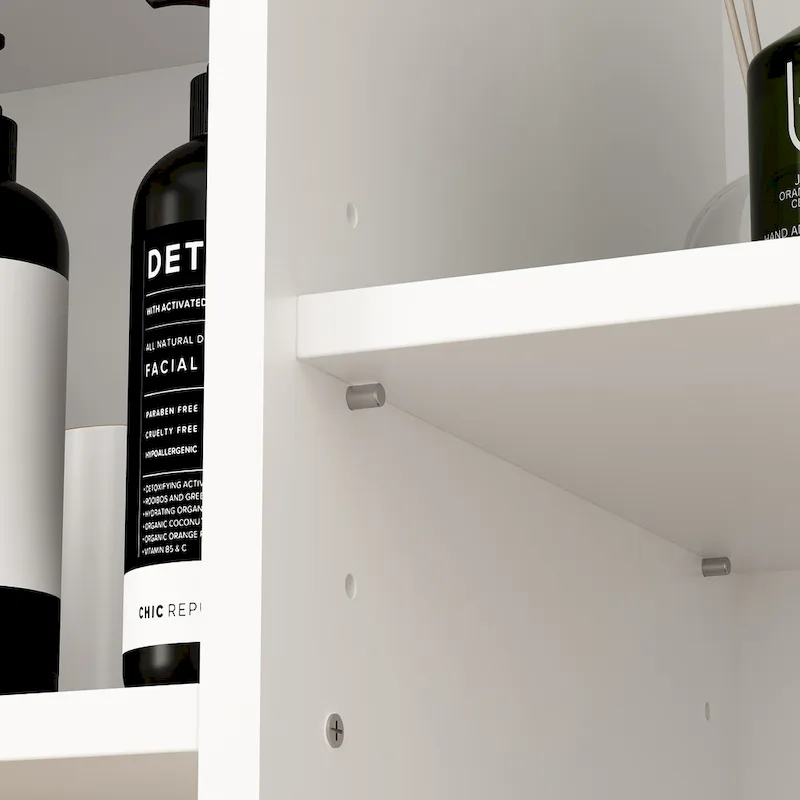 Sleek White Laundry Bathroom Cabinet with Unique Rotating Drawers