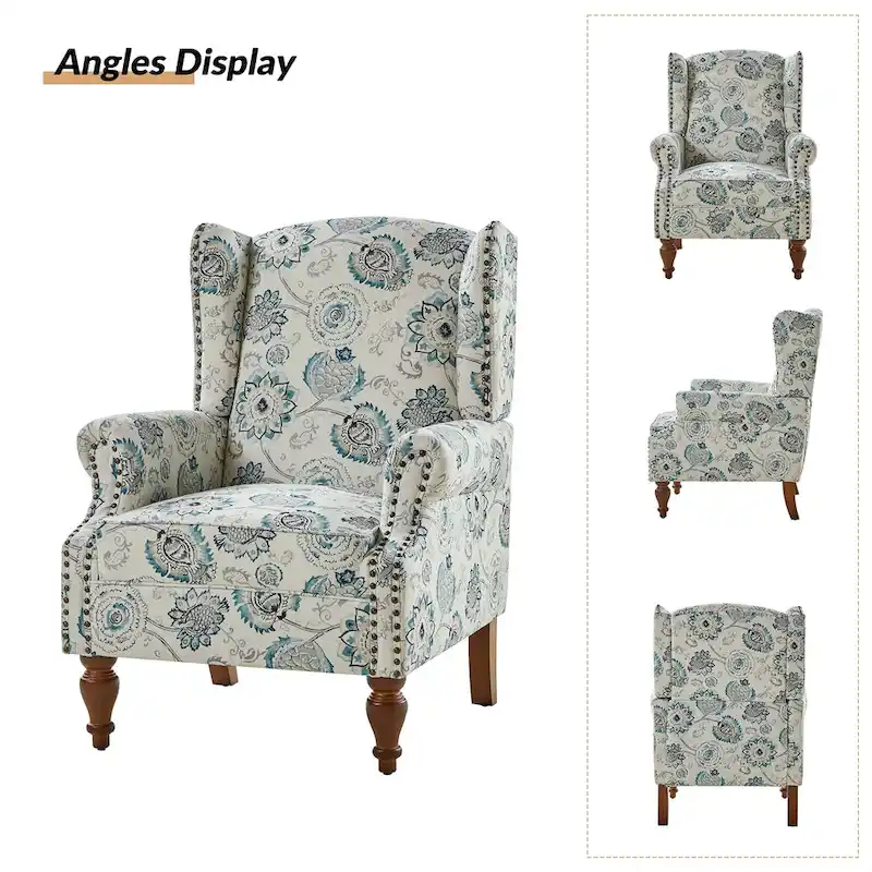 Gott Traditional Wingback Armchair with Solid Wood Legs Set of 2 by HULALA HOME