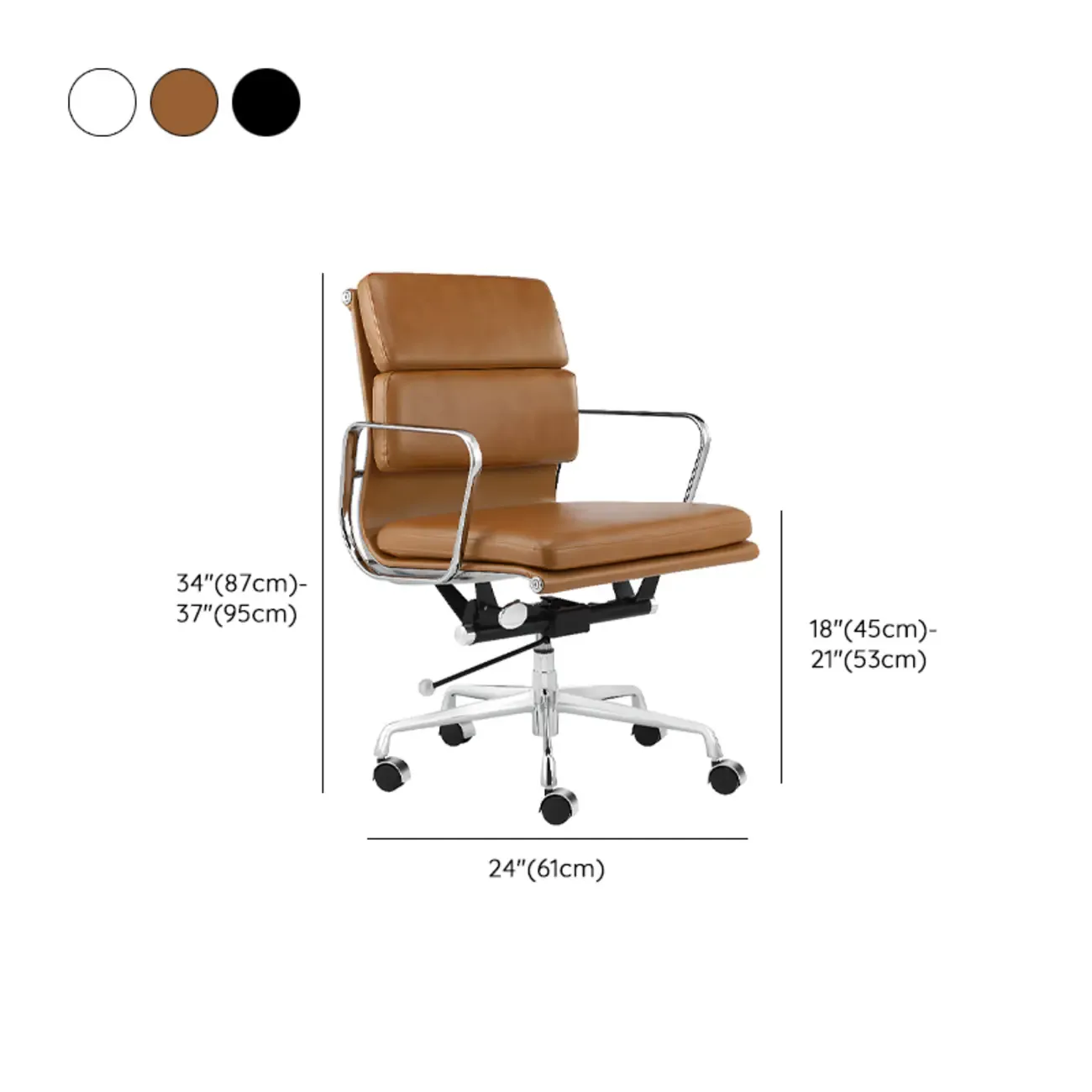 Modern Silver Metal White Leather Swivel Office Chair