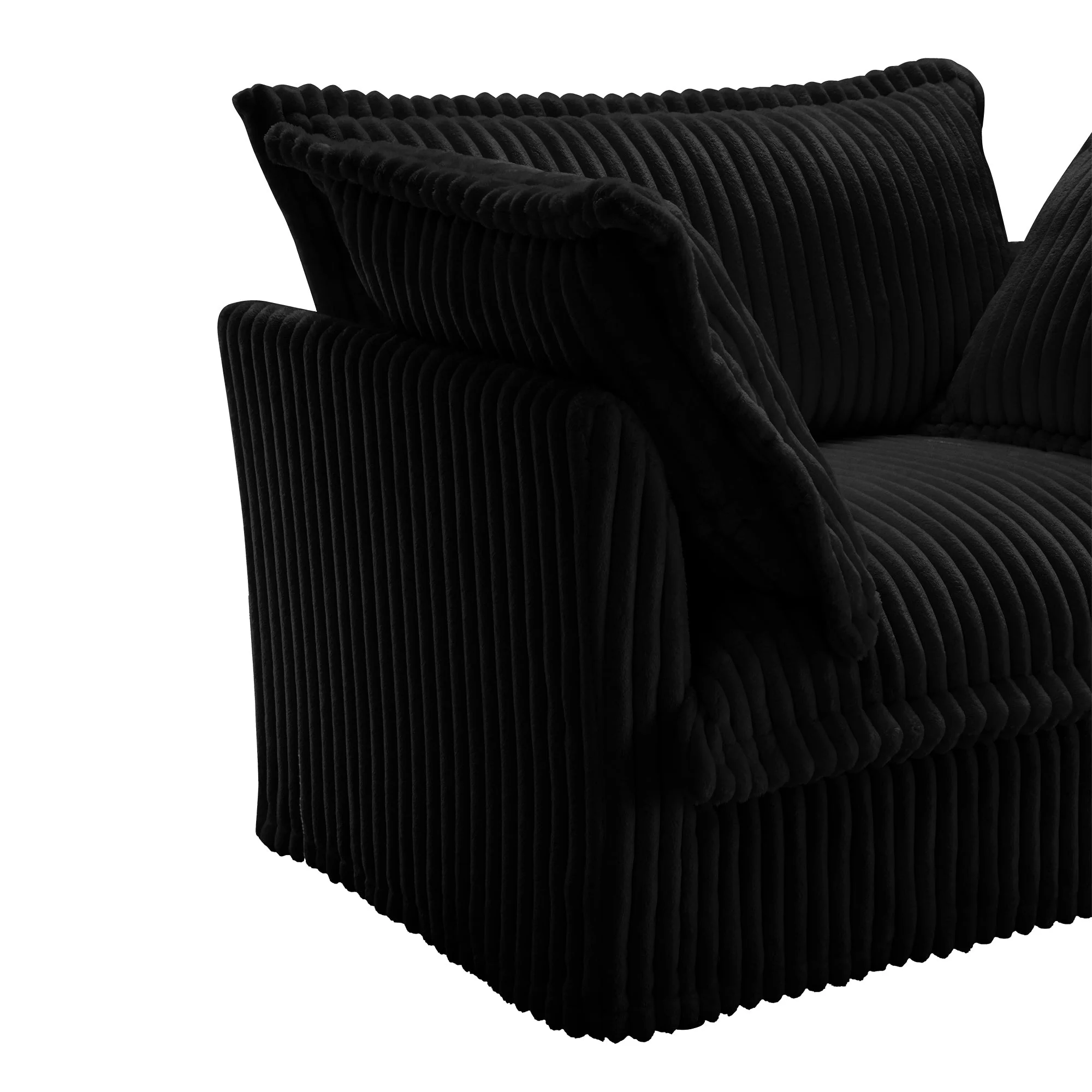 Walker Edison | Cloud Slipcovered Black Sectional Sofa with Ottoman