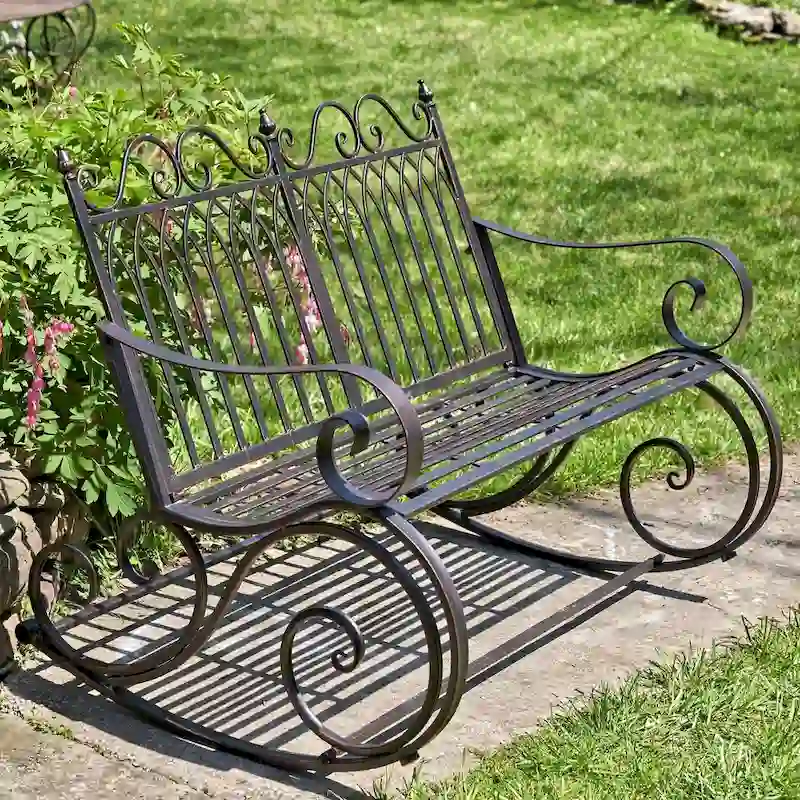 Iron Rocking Garden Bench Tatiana in Antique Bronze