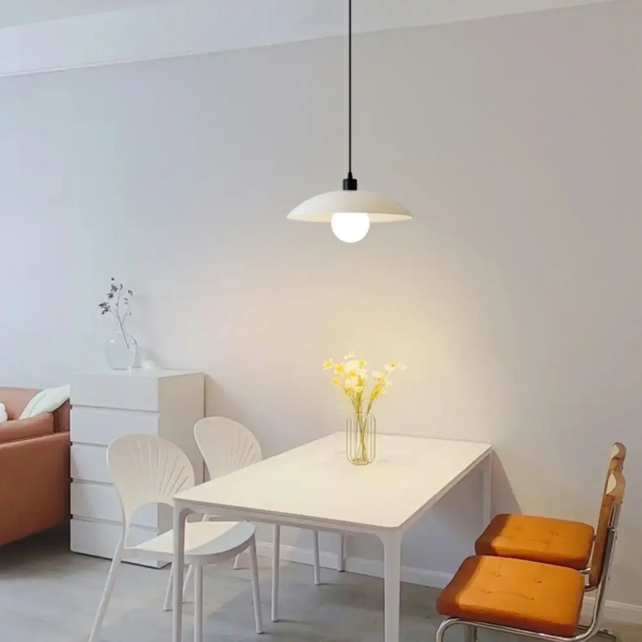 Modern White Glass Adjustable Dining Pendant Lighting