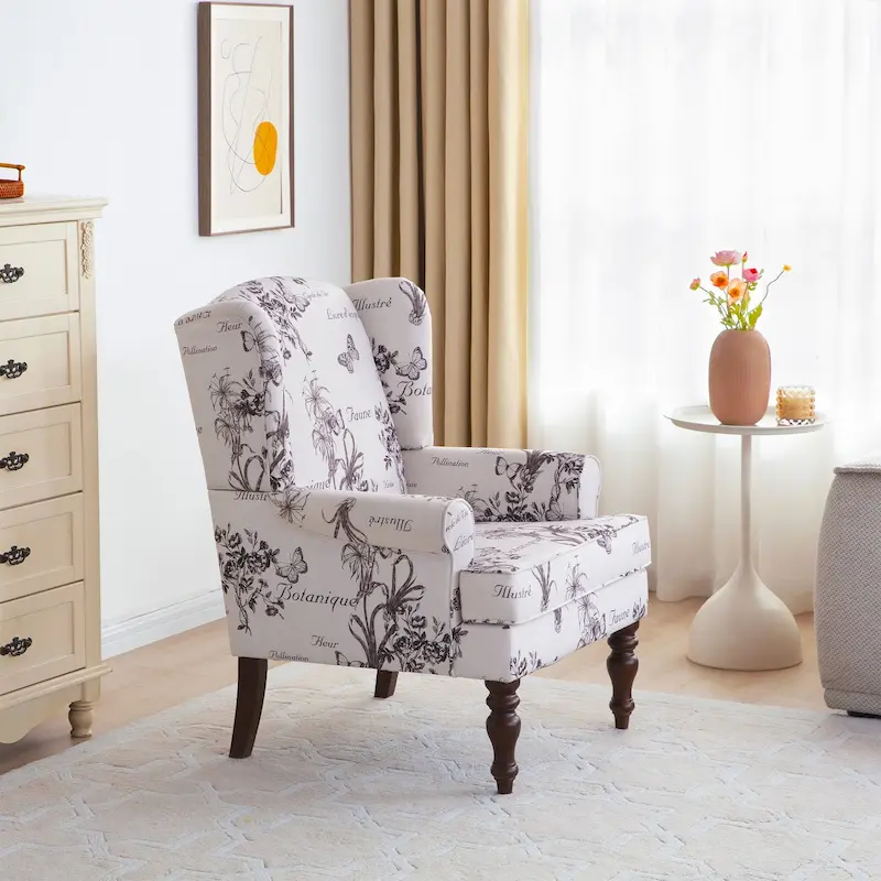 Accent Arm Chair with Turned Legs and Round Arms