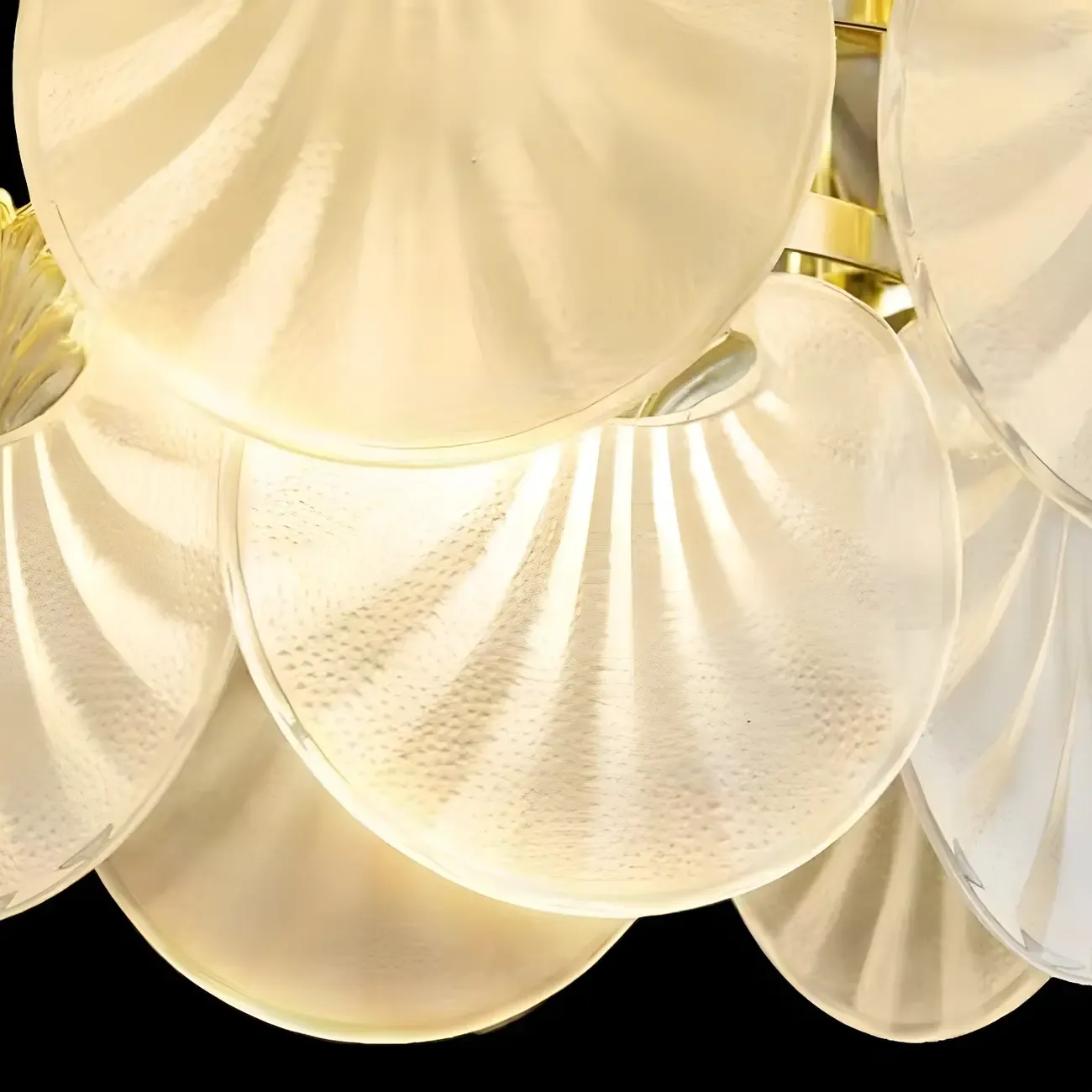 Luxury Modern Tiered Shell Chandelier with Frosted Glass