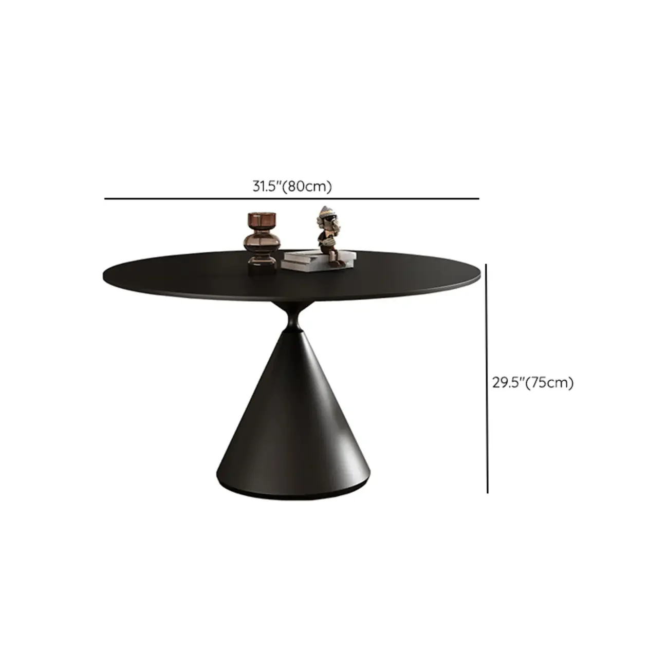 Modern Black Metal Stone Round Dining Table