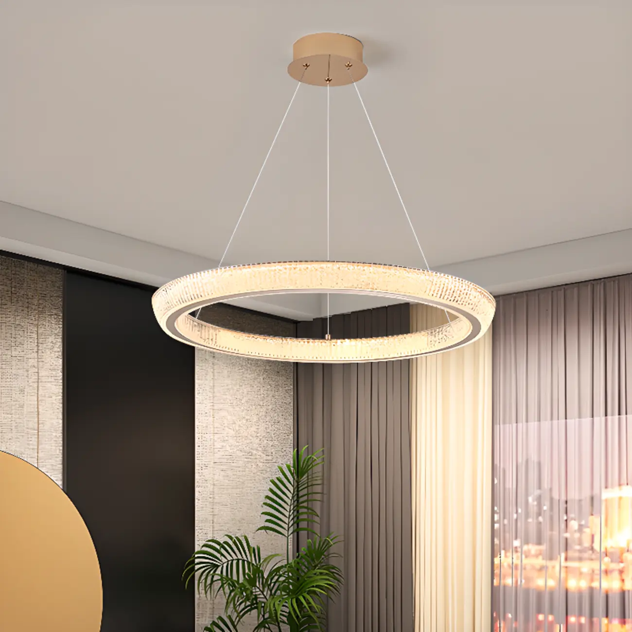 Gold Multi-Circle Glamorous Crystal LED Chandelier