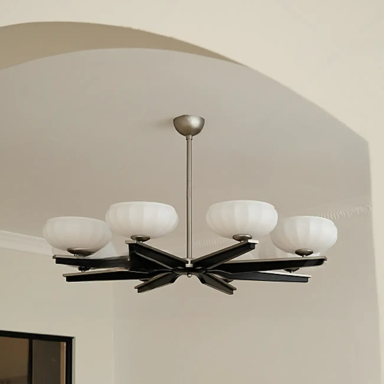 Gold Glass Flower Shaped Modern Linear Chandelier Light