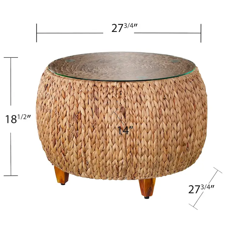 Round Water Hyacinth Coffee Table