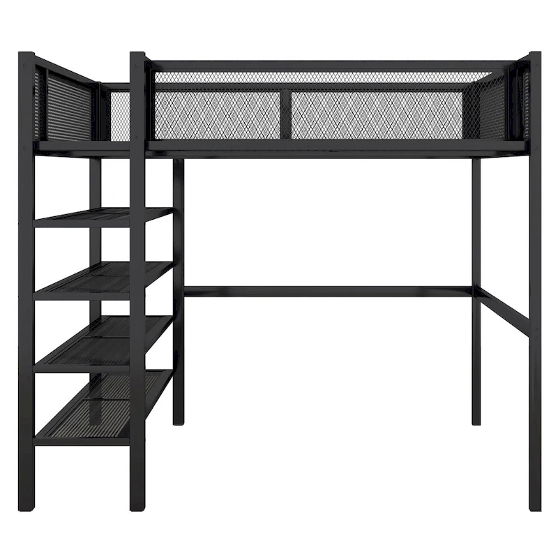 Full Loft Bed with Four Shelves