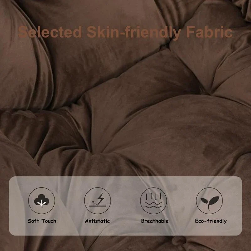 Modern Cotton Thick Padded Lazy Chair With Folding Ottoman