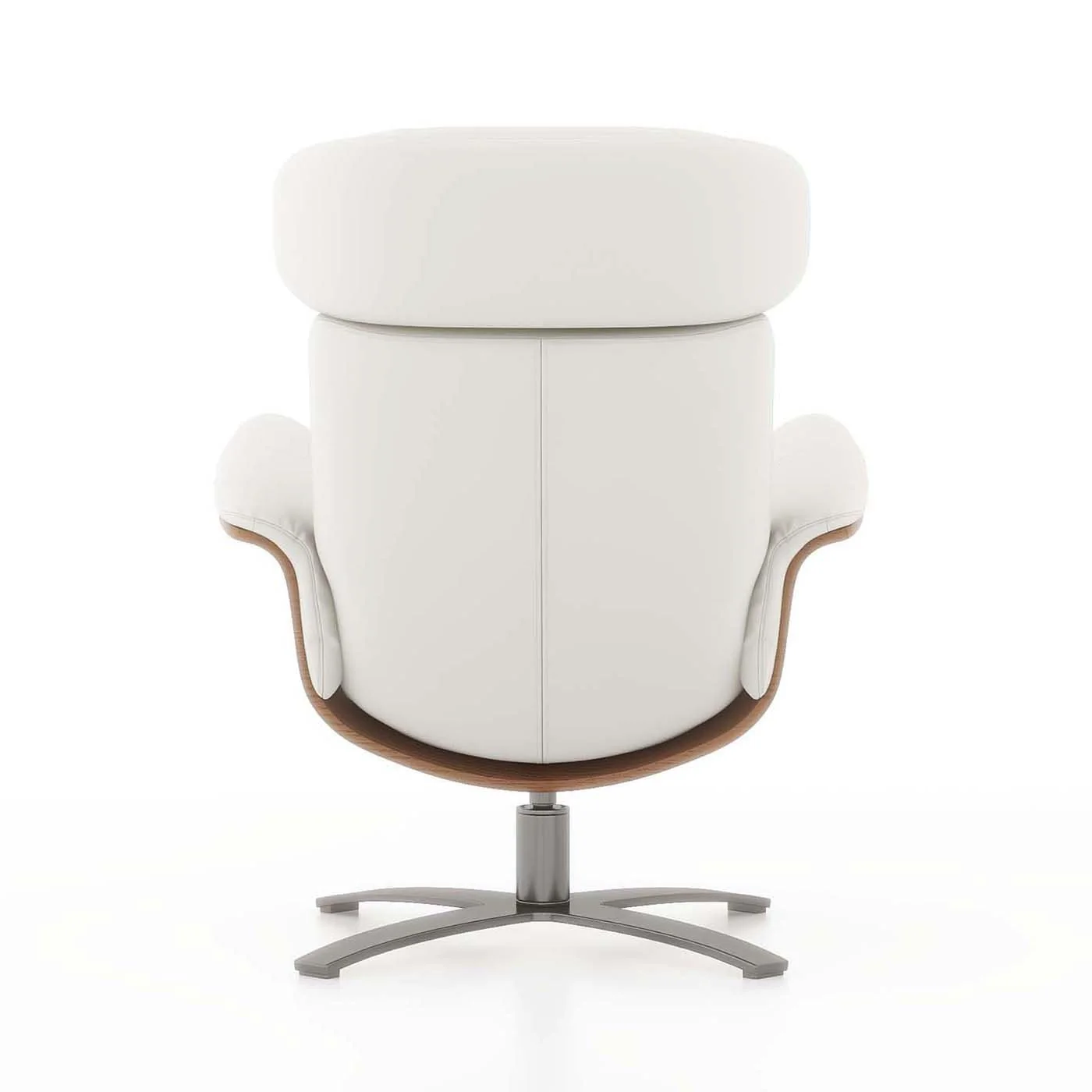 Jovan 31.5 Curved Wood Genuine Leather Recliner Lounge Chair