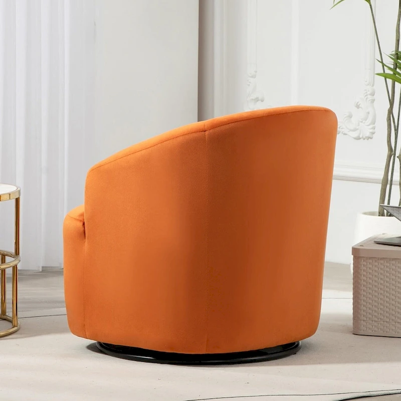 Accent Chair with Barrel-shaped Design and 360 Degree Swivel Feature