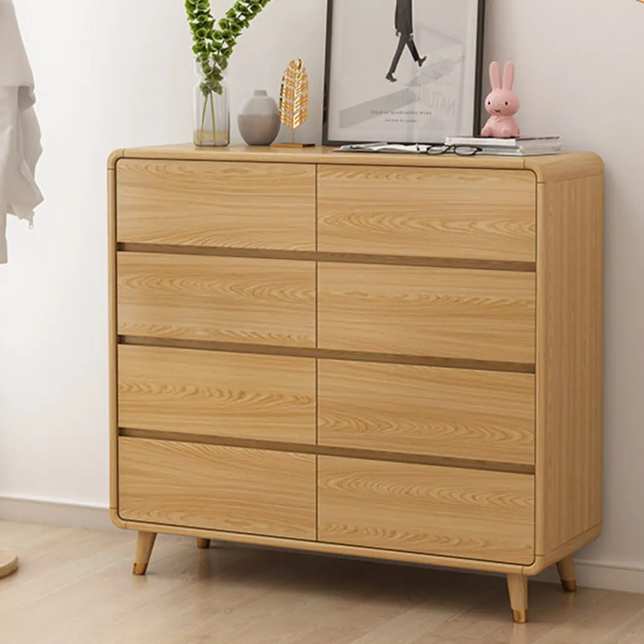 Elegant Large Brown White Wood Bedroom Chests with 9 Drawer