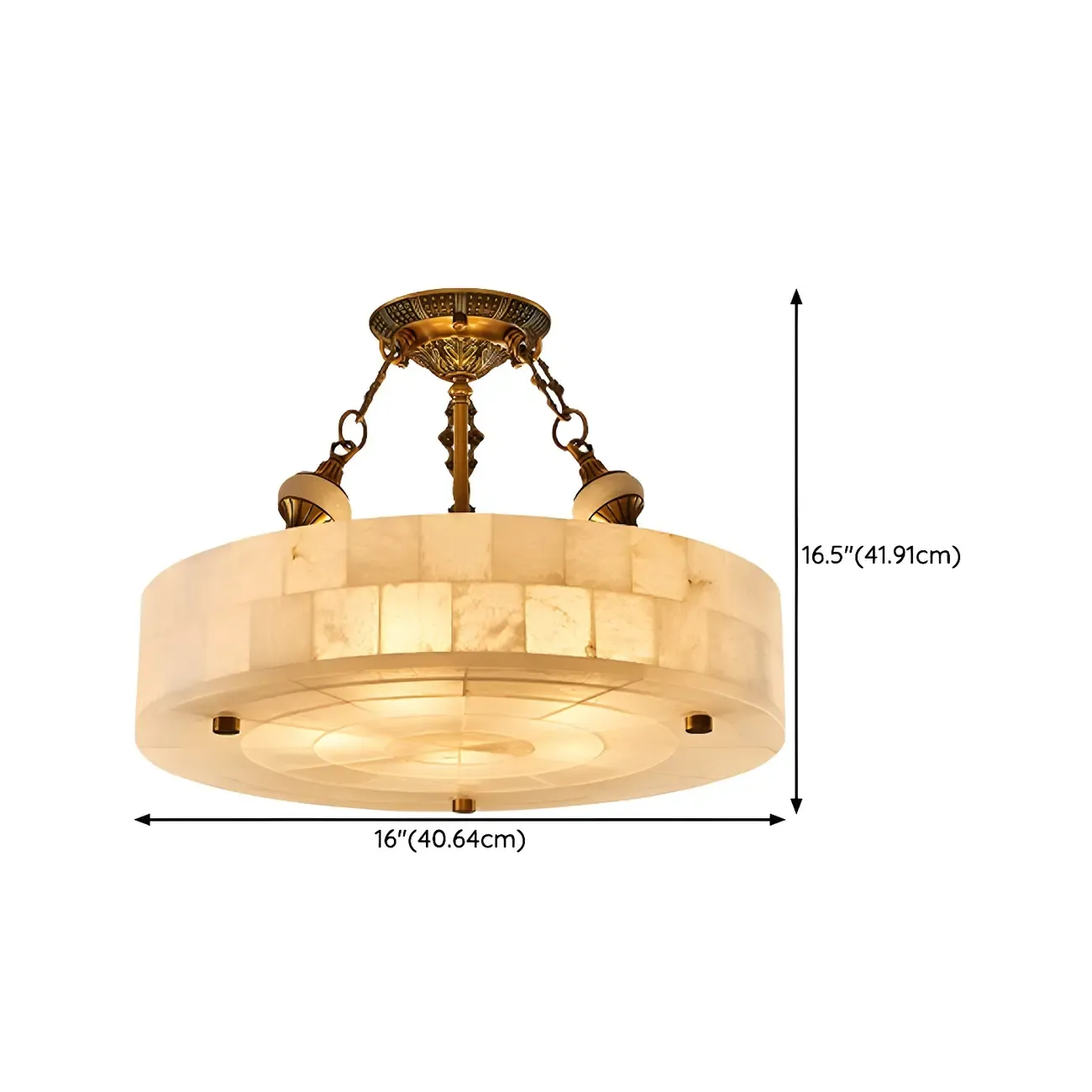 Luxurious Gold Alabaster Cylindrical Chandelier