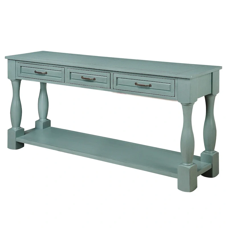 Wood Console Table with 3 Drawers and 1 Bottom Shelf