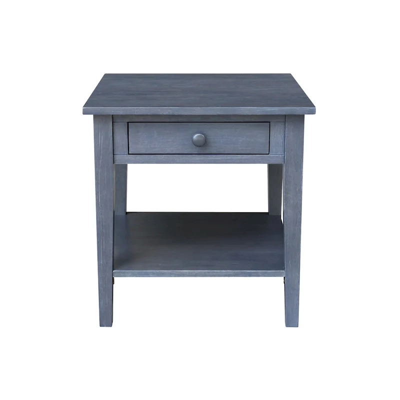 Square Solid Parawood End Table with Drawer & Shelf, 24
