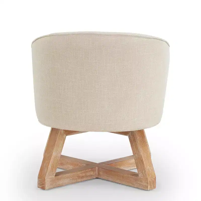 GDFStudio Glenn 360 Swivel Linen Upholstery Rubberwood Cross Base Chair