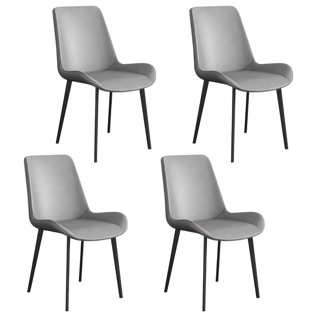 Sloped Armless Leather Upholstered Parsons Dining Chair
