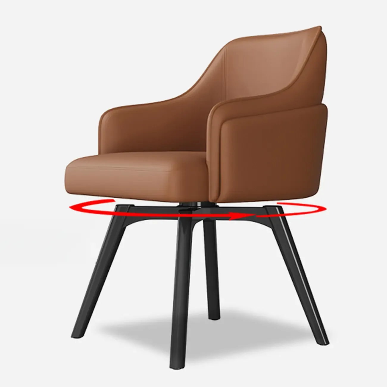 Modern Faux Leather Swivel Arm Dining Chair with Solid Back