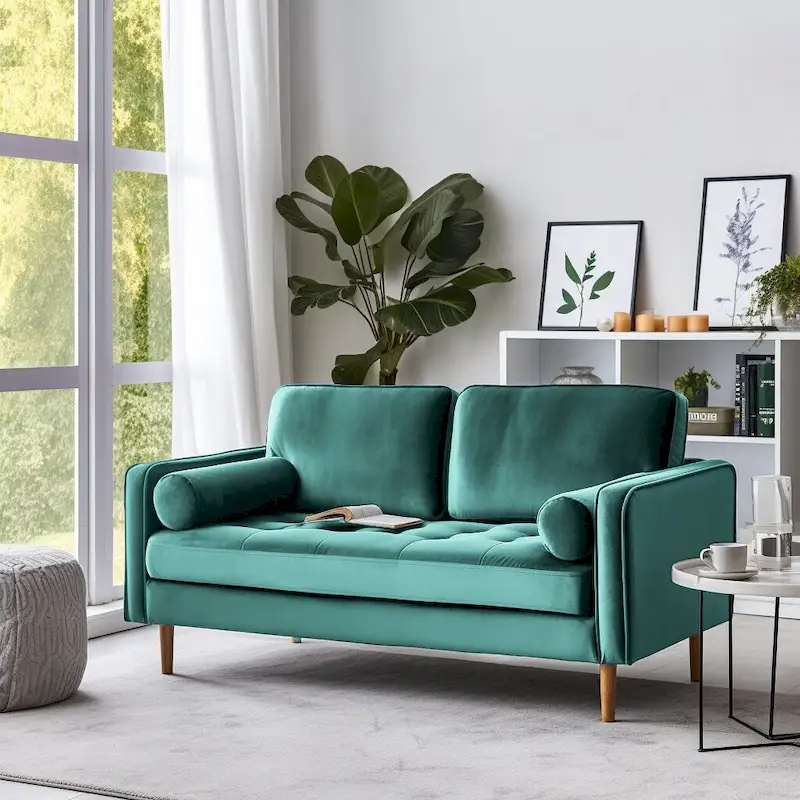 Banavos 58 Velvet Square Arm Loveseat