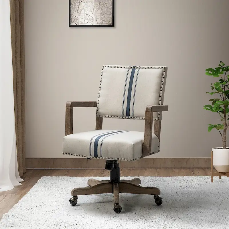 Mid-Back Swivel Height-Adjustable Task Chair with Nailhead Trim