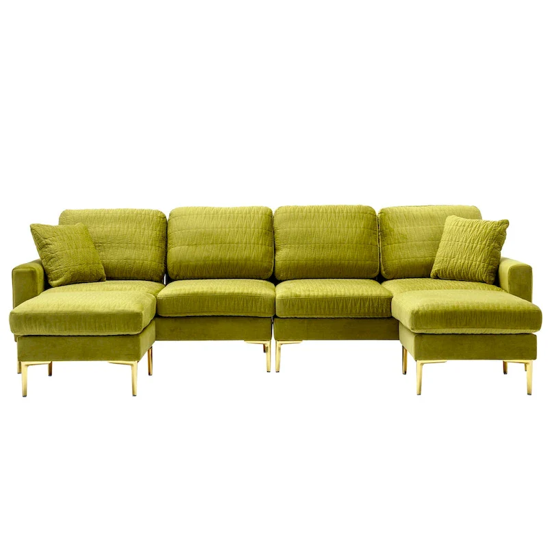 Velvet U-shaped modular detachable sectional sofa