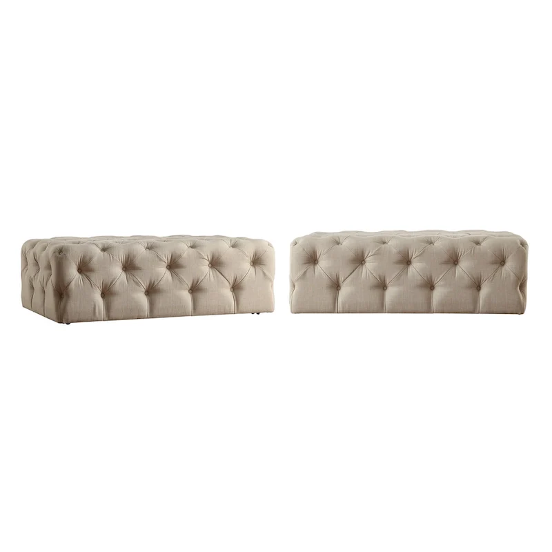 Tufted Rectangular Ottoman with Casters