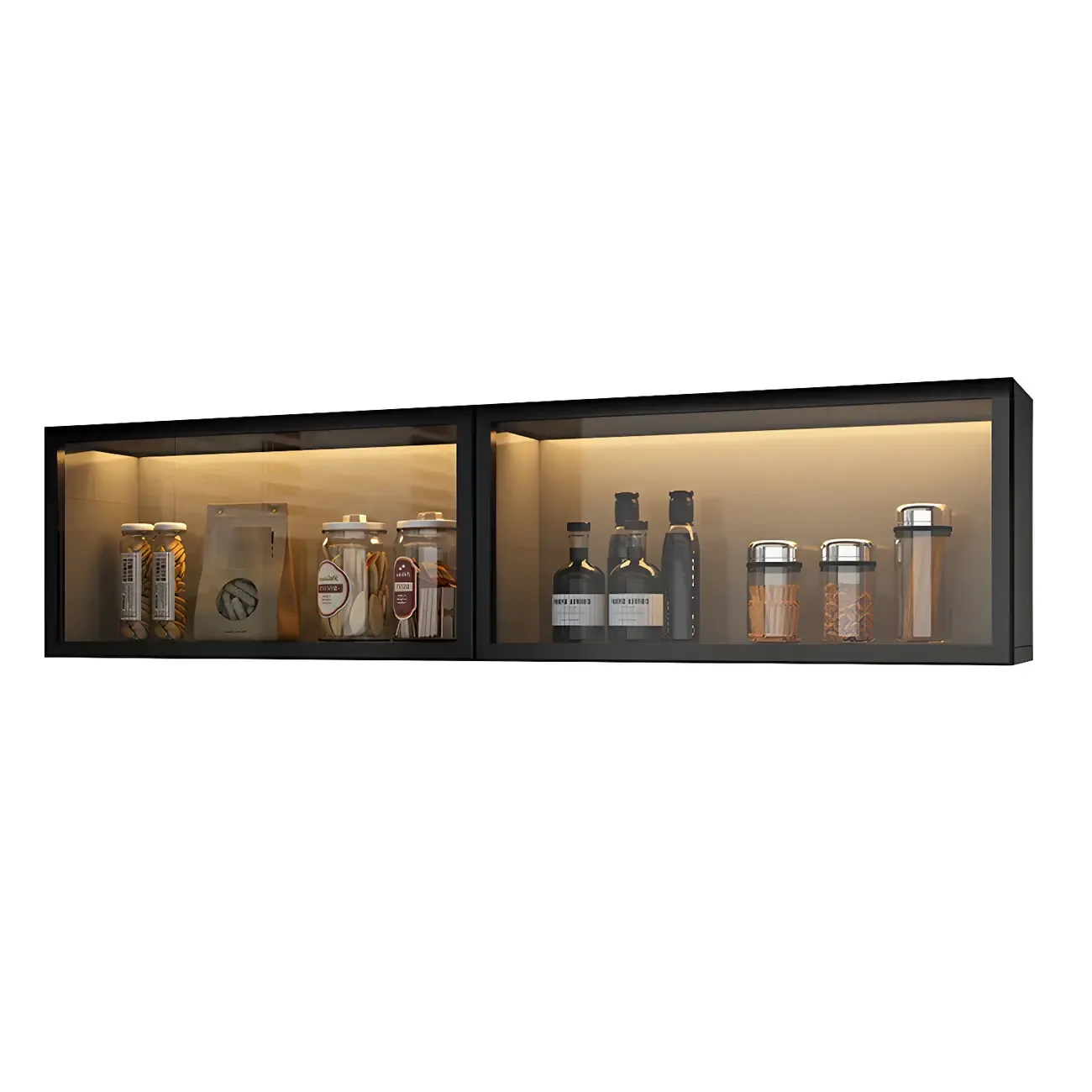 Kitchen Grey Wood Wall-Mounted China Cabinet