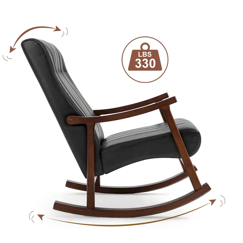 AVAWING Upholstered Rocking Chair ModernHighBackArmchair