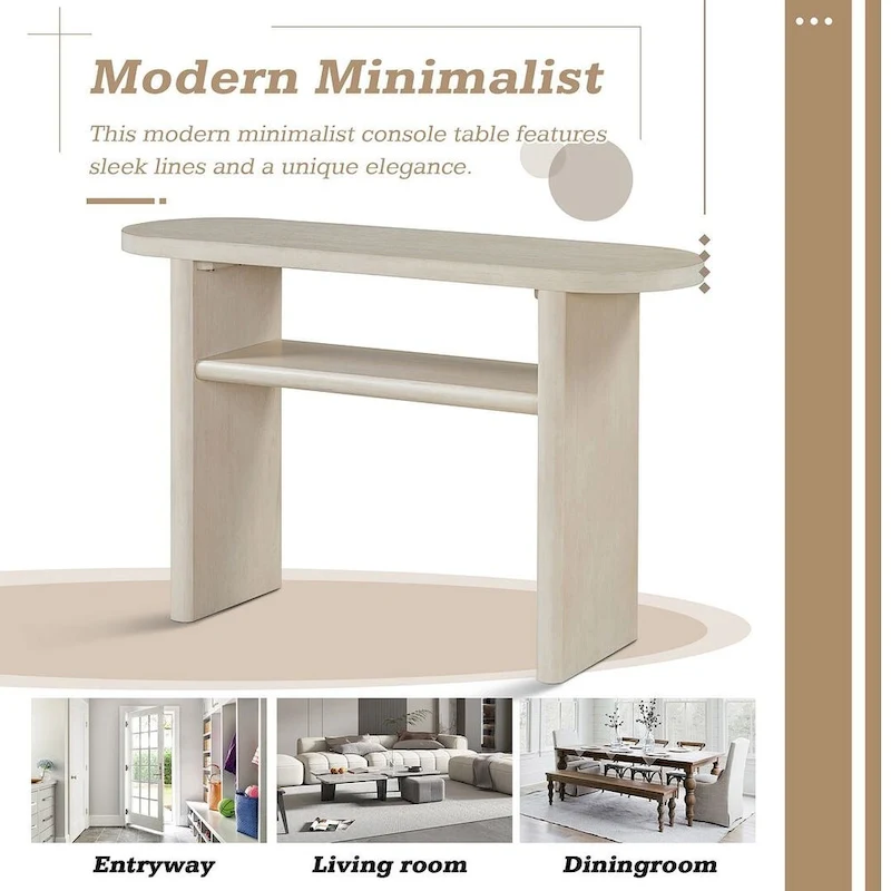 47.80 Modern Wooden Console Table with Shelf