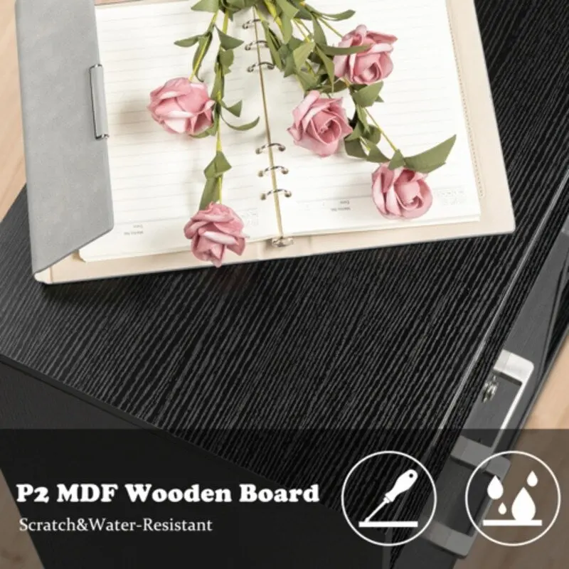 Black Wood Grain 4-drawers Wooden File Cabinet